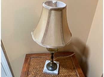 Vintage White Gold Leaf Hand Painted Marble Base Lamp With Shade