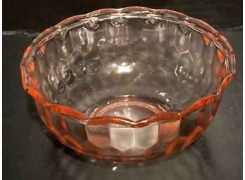 Vintage Pink Depression Era Round Bowl (5  Inches In Diameter)