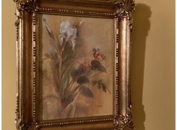 Vintage Framed And Signed Laura Gaydos Floral Print Artwork