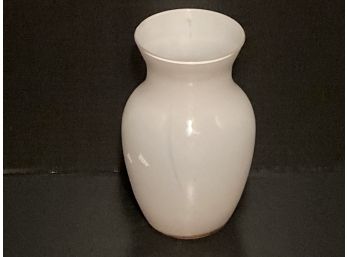 Vintage White Milk Glass (?) Fluted Vase (9 Inches In Height)