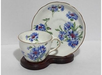 Vintage Hammersley Cornflower Blue Floral Tea Cup And Saucer