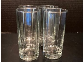 Set Of Four Ribbed Drinking Glasses