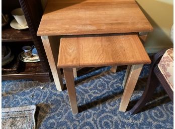 Vintage 2 Piece Rectangular Wood Nesting Tables