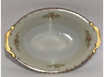 Vintage Floral Meito China Hand Painted Oval Serving Bowl (8 3/4 Inches In Length)