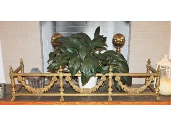 Beautiful Ornate Antique Brass Fireplace Fender Hearth Surround