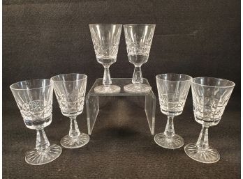 Set Of Six Waterford Cut Crystal Lismore Pattern 5.75' Wine Glasses