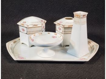 Vintage Morimura Nippon Japan Hand Painted Porcelain Vanity Tray & Accessories