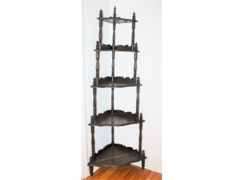 Vintage Five Tiered Wood Graduating Corner Display Shelf