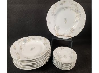 Vintage Set Of Eight Elite SM Limoges France Porcelain Dinner & Bread & Butter Plates