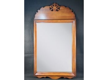 Vintage Handsome Scrolled Top Wood Wall Mirror