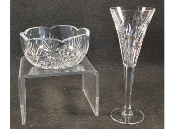 Waterford Crystal Bowl & Large Champagne Toasting Glass