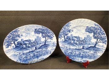 Royal Essex Shakespeare's Country Ironstone Blue & White Transferware Platters