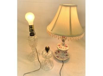 Vintage Lamp Lot-2 Includes Flint Glass Oil Lamp