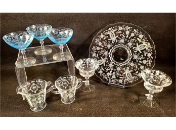 Vintage Glassware Assortment - Fostoria & Cambridge Rose Point