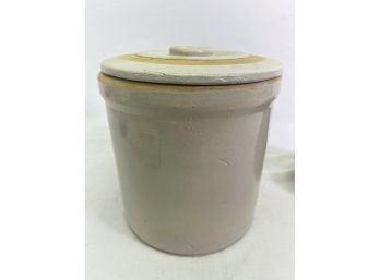 Antique Stoneware Small  Crock And Vintage Hand Thrown Signed Pottery Vase - SEE PHOTOS