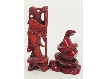 Two Vintage Carved Asian Figurines