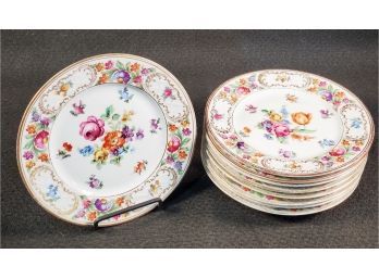 Nine Vintage Dresden Schumann Bavaria Porcelain Dinner Plates