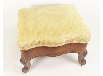 Antique Victorian Era Upholstered Rolling Foot Stool