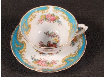 Lovely Vintage Tuscan Fine Bone Hand Painted English China - Naples Pattern Tea Cup & Saucer