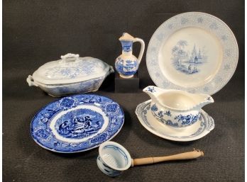 Assorted Antique & Vintage Blue Transferware