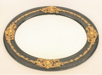 Victorian Wood Framed Mirror With Gold Accents