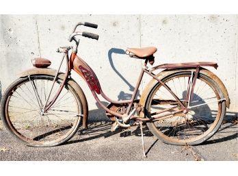 Vintage 1940s Schwinn Ladies Red Balloon Tire Tank Bike - Appears All Original!!!