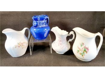 Vintage Grouping Of Porcelain & Pottery Beverage Pitchers - Warwick China, Anchor Pottery & More