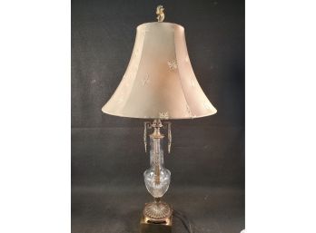 Beautiful Vintage Cut Crystal & Antiqued Brass Table Lamp