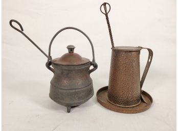 Antique & Vintage Smudge Fire Starter Pots - Including Mayflower Hand Hammered Brass & Pumice