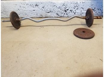 Three 10lb Billard Barbell Weight Plates With Stainless Steel Weight Bar