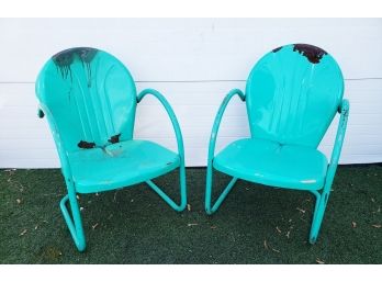 Antique Metal Clam Shell Chairs