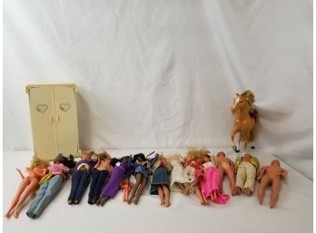 Vintage Lot  Of Twelve Barbie  & Ken Dolls Very Used