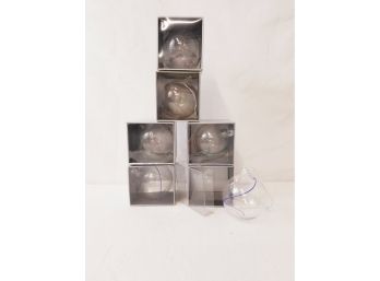 Six Vintage Kosta Boda Line Clear Glass Swirl Ornaments By Anna Ehrner - NEW