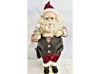 Vintage Telco Motionette 24' Tall Animated Illuminated Santa Mail Carrier With Leather Vest & Satchel