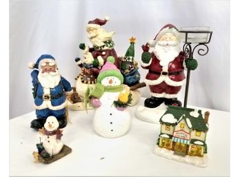 Six Vintage Various Sized Holiday/christmas Themed Figurines