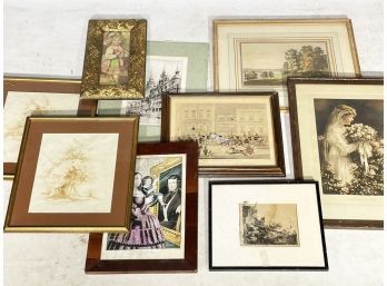 Assorted Small Vintage And Antique Artwork