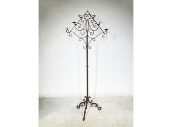 A Large, Antique Wrought Iron Standing Candelabra