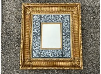 An Antique Mirror In Gilt Wood And Tile Frame