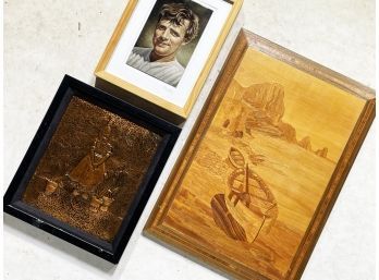 Inlaid Wood Marquetry Artwork, Copper Embossing, And More