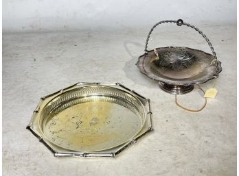 Vintage Silver Plate - A Tray And Candy Dish