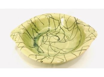 Vintage Chartreuse With Black Splatter Design Ashtray