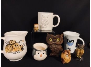 Grouping Of Owl Themed Items - Vintage To Contemporary