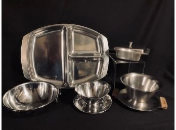 Awesome Vintage Mid-Century Stainless Steel Grouping