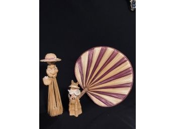 Vintage MCM Rattan Figurines