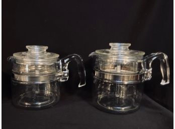 Vintage Pair Of PYREX Glass Stovetop Coffee Perculators