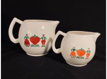 Pair Of Vintage Complimentary Pitchers - Made In Czecho Slovakia