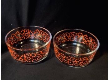 Pair Of Pioneer Woman Red Scroll Bowls