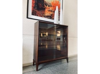 Vintage Mid Century Bookcase With Sliding Glass Doors