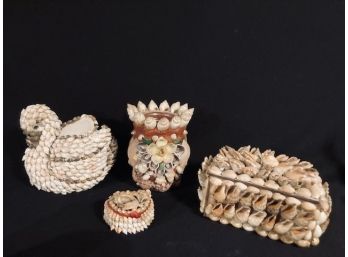 Collection Of Vintage MCM Seashell Decorated Keepsakes