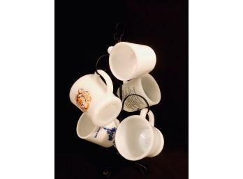 Vintage FireKing, Glasbake & Other Assorted Milk Glass Mugs (5ct)